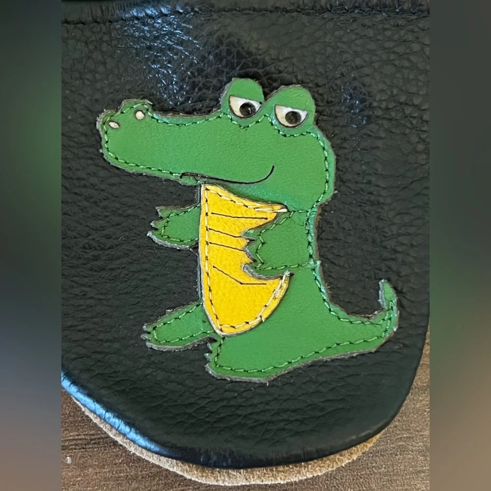 Augusta Baby Size 12-18 month Leather Black & Green With Alligator Slippers